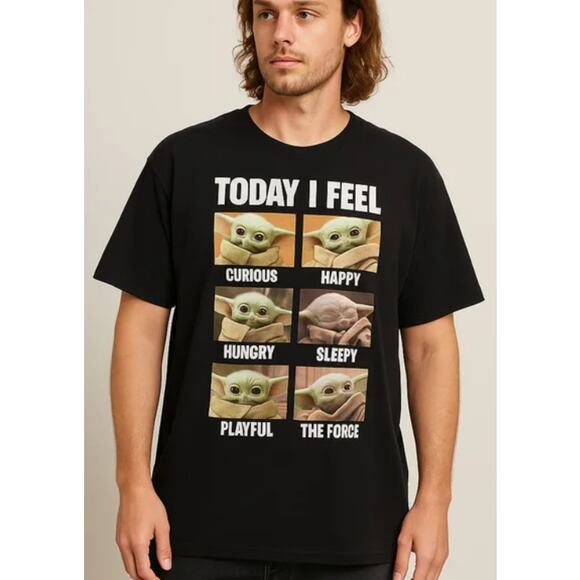 Star Wars Grogu Mood Graphic Tee Black Madhouse Size XL - Picture 1 of 6